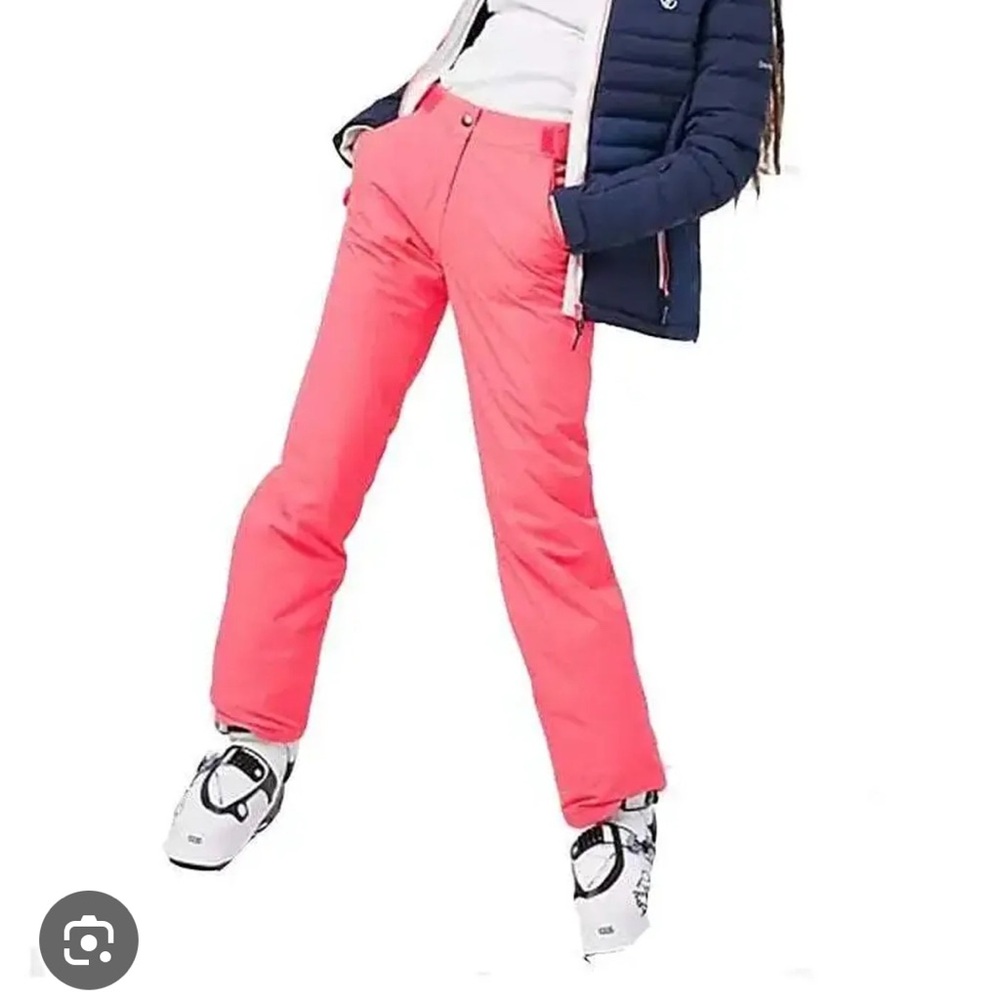 Insulated Ski Pants with Adjustable Waist in Neon Pink